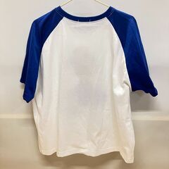 ドナルドダック 90周年記念 パイル刺繍ラグランTシャツ（ホワイト/ブルー）Lの画像