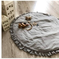 【SALE】ベビーマット、サニーマット★洗濯可★直径約100cm ライトグレーの画像