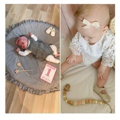 【SALE】ベビーマット、サニーマット★洗濯可★直径約100cm ライトグレーの画像