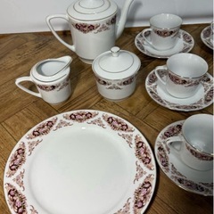 希少 未使用保管品　中国景徳鎮 中国食器 ティーセット コーヒーセット◎大皿 中皿 茶道具 陶器 ティーポット 茶器の画像