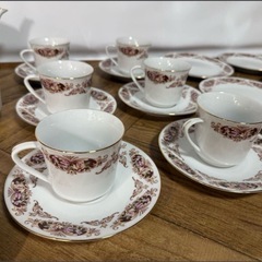 希少 未使用保管品　中国景徳鎮 中国食器 ティーセット コーヒーセット◎大皿 中皿 茶道具 陶器 ティーポット 茶器の画像