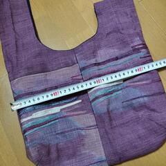 ハンドメイド　かわいいパープル帯布の刺繍バッグの画像