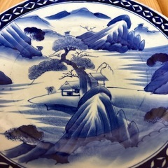 伊万里焼　染付山水図　大皿　骨董　山徳窯の画像