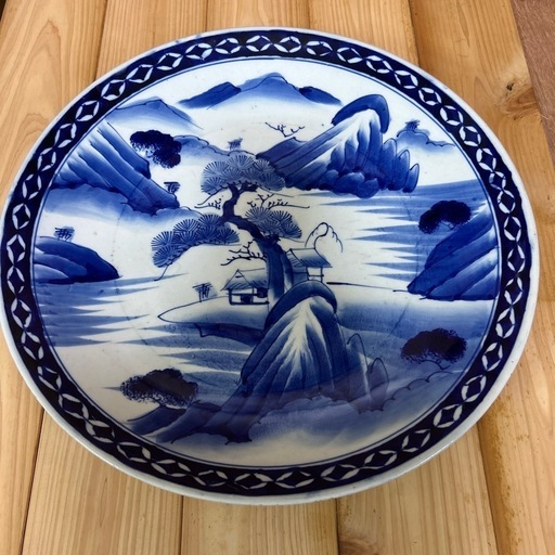 伊万里焼 染付山水図 大皿 骨董 山徳窯