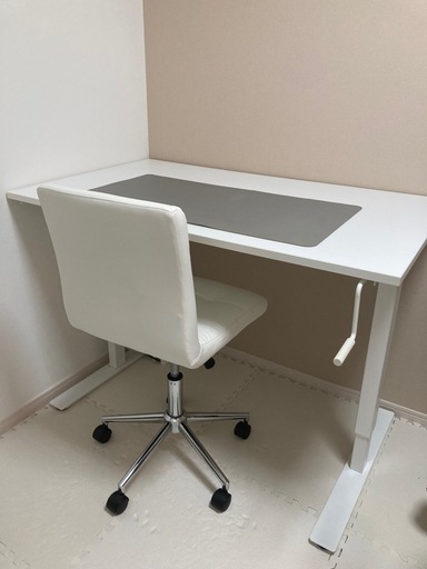IKEA　昇降デスク(取説付)　イス　PCマット　一式