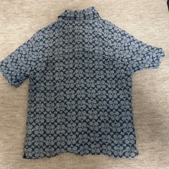 コーチ　シグネチャー　オープンカラー半袖シャツ　ネイビー　Sの画像