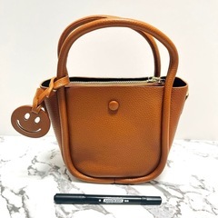 レディース ミニ ハンドバッグ ミニバッグ ミニトート ブラウン 軽量 ジップの画像