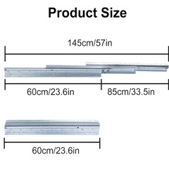 スライドレール 重量用 120 KG、底付けタイプ600 mm、3段引きの画像