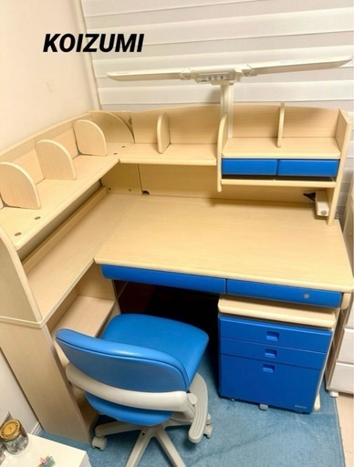 （大阪引取り限定）KOIZUMI L字型学習机替え板新品とチェア KOIZUMI L字型学習机替え板新品とチェアセット（早急に来て頂ける方お