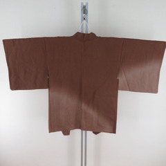 羽織 正絹 墨流し暈し 茶色 紋なし 着物コート 和装 ちりよけ 身丈83cm【中古】の画像