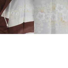 羽織 正絹 墨流し暈し 茶色 紋なし 着物コート 和装 ちりよけ 身丈83cm【中古】の画像