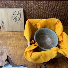 【茶道具】薪窯 高鶴淳一 作 筒茶碗 共箱 共布 茶道具 茶碗 抹茶碗 茶器 在銘 良品 作家物 同梱相談可 煎茶道具 華道具 懐石道具 骨董 古玩の画像