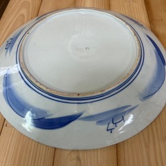 伊万里焼　有田　染付山水画　大皿　骨董の画像