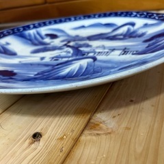 伊万里焼　有田　染付山水画　大皿　骨董の画像