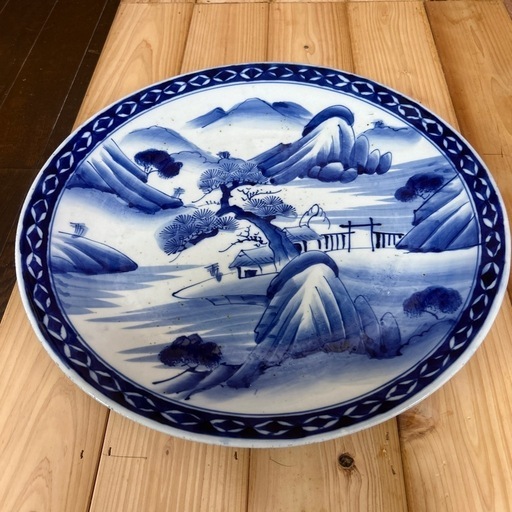 伊万里焼 有田 染付山水画 大皿 骨董