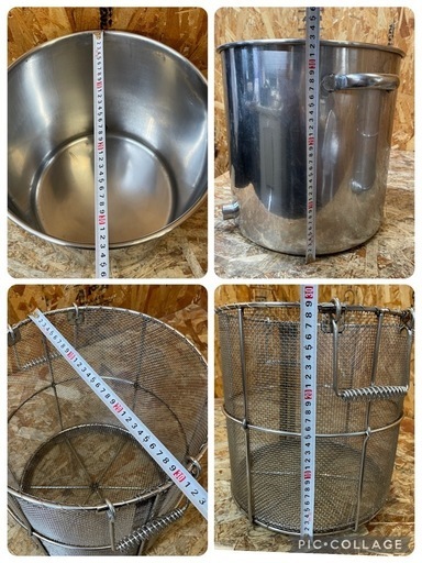 C(7445) 蛇口付き寸胴鍋 24L 両手鍋 スープ取りザル セット 両手付き