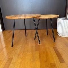 【2点セット】木製ネスト／サイド／ローテーブルの画像