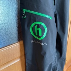 SALOMON ビブパンツ XLサイズ スノボパンツ ブラック/グリーンの画像
