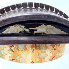 ◆和琴◆13弦琴 蒔絵あり183cm 琴柱／丸袋／琴カバー付き【引き取り歓迎】の画像