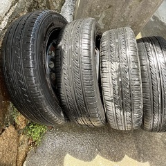 155/65R13 グットイヤー　溝あり4本ラジアルタイヤ！スズキ/日産純正ホイール！の画像