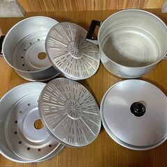 ■HNH 30cm アルミ蒸し器三段■概ね美品■の画像