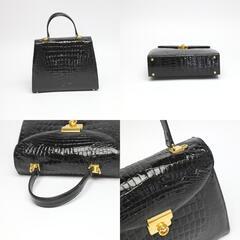 クロコダイル  ハンドバッグ ブラック  CROCODILE 2WAY ショルダーストラップ付の画像