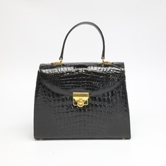 クロコダイル  ハンドバッグ ブラック  CROCODILE 2WAY ショルダーストラップ付の画像