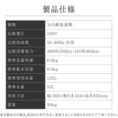洗濯機　MAXZEN　6kgの画像
