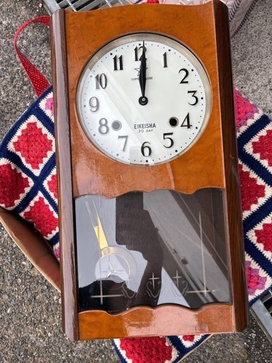 愛知AICHI時計振り子時計ゼンマイ掛け時計柱時計ボンボン時計古時計昭和レトロ 愛知時計 柱時計 振り子時計 ゼンマイ 時計 レトロ 昭和 アンティーク 〈完動美品〉愛工舎　21日巻き和風箱型ゼンマイ振り子掛け時計　ボンボン時計古時計