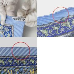 エルメス  スカーフ ブルー  HERMES プリーツ インドの狩猟の画像