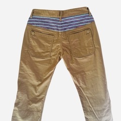プラスワン PLUS ONE クロップド チノパンツ ボーダー ジップフライの画像
