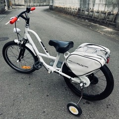 子供用自転車18インチ 補助輪 白バイ仕様の画像