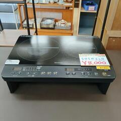 アイリスオーヤマ 2口IHコンロ  IHK-W13S-B 2020年製 動作確認済み【こちらは店舗です。浜村鹿野温泉ICから3分 買取本舗 宮本リサイクル 営業時間9～19時 定休日水曜のみ←連絡できませんm(_ _)m】の画像