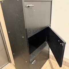キャビネット 3段収納 収納ボックス 扉付きカラーボックス ブラックの画像