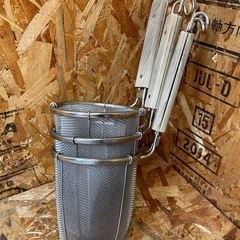 C(7451) ThreeSnow てぼ 3個 ラーメン 湯切り 引っ掛け付き 調理器具 厨房用 飲食店 店舗用 中古品 スリースノー パワーてぼの画像