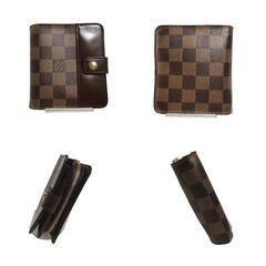 ルイヴィトン N61668 二つ折り財布 ブラウン  LOUIS VUITTON コンパクト・ジップ ダミエの画像