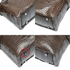 クロコダイル JNH-2880 トートバッグ ブラウン  CROCODILE マットクロコ 訳ありの画像