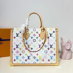 LOUIS VUITTON/ルイ・ヴィトン  モノグラム オンザゴー トランクMM 2WAY レザー トートバッグ ハンドバッグ マルチカラー PVC レディース M13079の画像