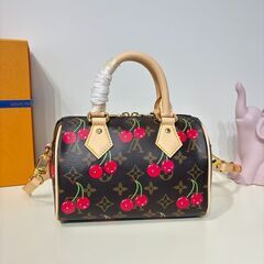 LOUIS VUITTON/ルイ・ヴィトン  村上隆 スピーディ バンドリエール20 モノグラムチェリー M13094 PVCコーティングキャンバス レザー LV×TM スピーディ・バンドリエール20の画像