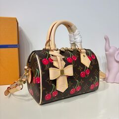 LOUIS VUITTON/ルイ・ヴィトン  村上隆 スピーディ バンドリエール20 モノグラムチェリー M13094 PVCコーティングキャンバス レザー LV×TM スピーディ・バンドリエール20の画像