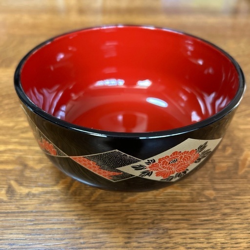 新品未使用 黒赤花柄漆器の椀×20個