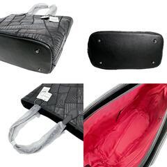 クロコダイル LB-7001BLACKM ハンドバッグ ブラック  CROCODILE パッチワーク 天ファスナーの画像