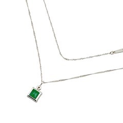 ネックレス ホワイトゴールド×グリーン   エメラルド K18WGの画像