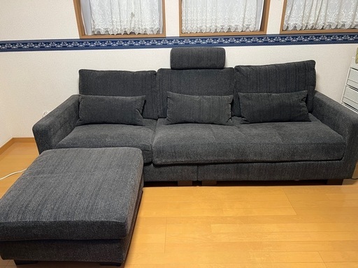 3人掛けソファオットマン付き（中綿羽毛100％）