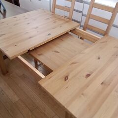 ★ジモティ割あり★ IKEA ノールデン　ダイニングテーブルセット ナチュラル H75×D95×W148～205 クリーニング済み TK6365の画像