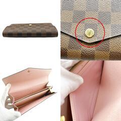 ルイヴィトン N60114 長財布 ブラウン×ピンク  LOUIS VUITTON ローズ・バレリーヌ ダミエの画像