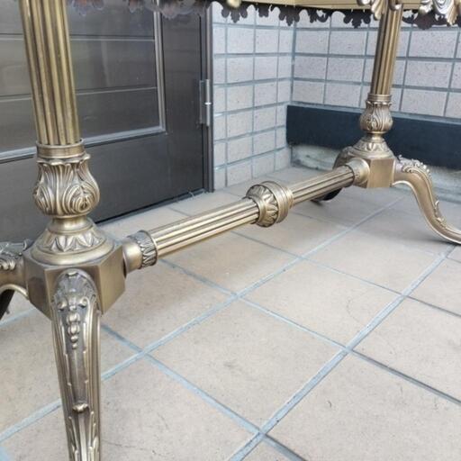 イタリア製真鍮フレーム×グリーンオニキス大理石トップセンター