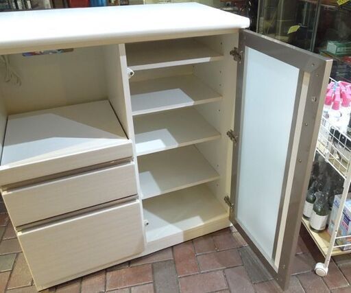 ミドルレンジボード ニトリ カウンターポスティア90 WH ホワイト系 キッチンカウンター 食器棚 キッチン収納 札幌市東区 新道東店