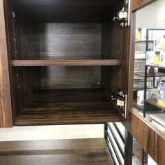 【ｼﾞｬﾝｸﾞﾙｼﾞｬﾝｸﾞﾙ金沢店】  レンジ台 ダークウッド W93.5×D39.5×H180 クリーニング済み												の画像