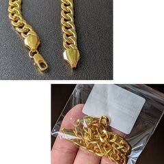 ステンレス製/ゴールドチェーンブレスレット8mm（新品）の画像